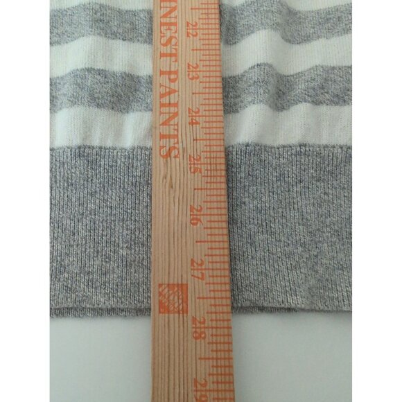 Banana Republic Stripe Sweater Womens Size Medium Gray Cotton Cashmere Pullover - Picture 9 of 9